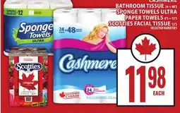 Food Basics CASHMERE BATHROOM TISSUE OR SPONGE TOWELS ULTRA PAPER TOWELS OR SCOTTIES FACIAL TISSUE offer