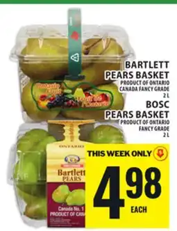 Food Basics BARTLETT PEARS BASKET offer