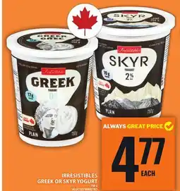 Food Basics IRRESISTIBLES GREEK OR SKYR YOGURT offer