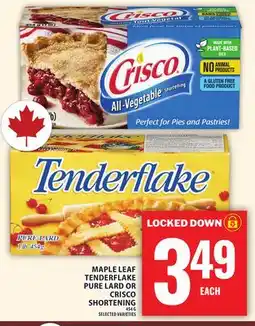 Food Basics MAPLE LEAF TENDERFLAKE PURE LARD OR CRISCO SHORTENING offer