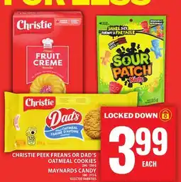 Food Basics CHRISTIE PEEK FREANS OR DAD'S OATMEAL COOKIES OR MAYNARDS CANDY offer