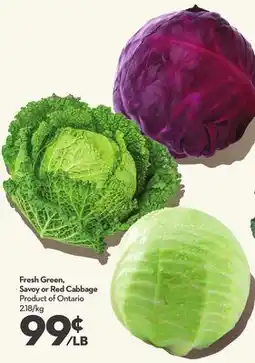 Longo's Fresh Green, Savoy or Red Cabbage offer