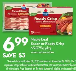 Longo's Bacon or Ready Crisp offer