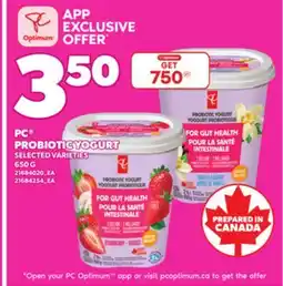 Loblaws PC PROBIOTIC YOGURT, 650 G offer