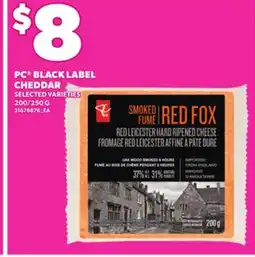Loblaws PC BLACK LABEL CHEDDAR, 200/250 G offer