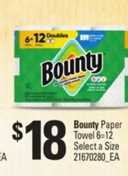 Loblaws BOUNTY PAPER TOWEL 6=12 offer