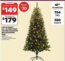 Loblaws LIFE AT HOME 6.56.5', 10 FUNCTIONS COLOUR CHANGING WILLISTON PINE TREE offer