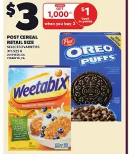 Loblaws POST CEREAL RETAIL SIZE, 311-525 G offer