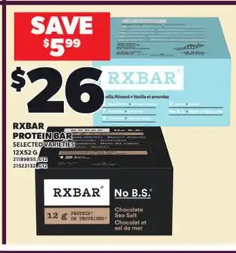 Loblaws RXBAR PROTEIN BAR, 12X52 G offer