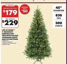 Loblaws LIFE AT HOME 7' MICRODOT MIRROR LIGHT TREE WITH COLOUR CHANGING LIGHTS AND 10 FUNCTIONS offer