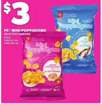 Loblaws PC MINI POPPADOMS, 113 G offer