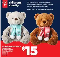 Loblaws 16 PRESIDENT'S CHOICE CHILDREN'S CHARITY BEAR offer