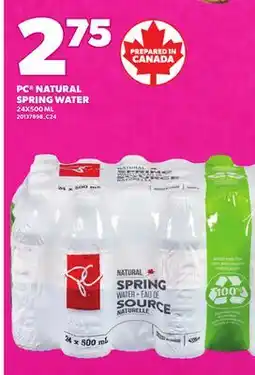 Loblaws PC NATURAL SPRING WATER, 24X500 ML offer