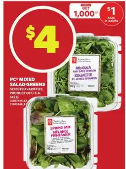 Loblaws PC MIXED SALAD GREENS, 142 G offer
