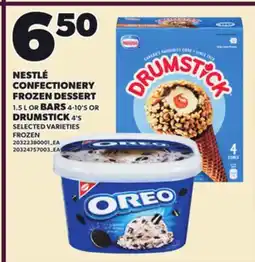 Loblaws NESTLÉ CONFECTIONERY FROZEN DESSERT, 1.51.5 L OR BARS, 4-10'S DRUMSTICK, 4'S offer