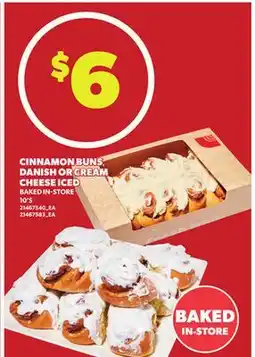 Loblaws CINNAMON BUNS, DANISH OR CREAM CHEESE ICED, 10'S offer