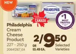 Loblaws PHILADELPHIA CREAM CHEESE PRODUCT, 227 – 250 G offer