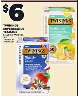 Loblaws TWININGS SUPERBLENDS TEA BAGS, 18'S offer