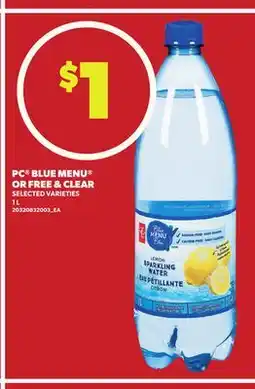 Loblaws PC BLUE MENU OR FREE & CLEAR, 1 L offer