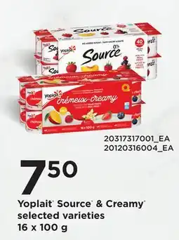 Loblaws YOPLAIT SOURCE & CREAMY, 16 x 100 G offer