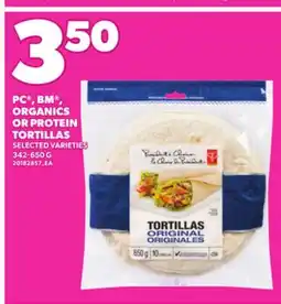 Loblaws PC , BM , ORGANICS OR PROTEIN TORTILLAS, 342-650 G offer