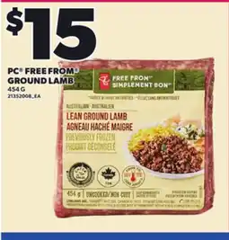 Loblaws PC FREE FROM GROUND LAMB, 454 G offer