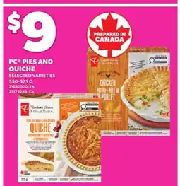 Loblaws PC PIES AND QUICHE, 550-575 G offer