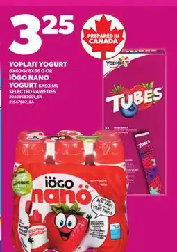 Loblaws YOPLAIT YOGURT 6X60 G/8X56 G OR iÖGO NANO YOGURT 6X93 ML offer
