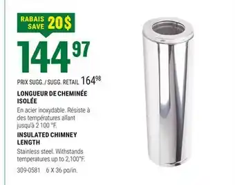 BMR LONGUEUR DE CHEMINÉE ISOLÉE offer