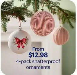 Walmart 4-pack shatterproof ornaments offer