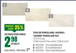 BMR TUILE DE PORCELAINE  HAYDEN  offer