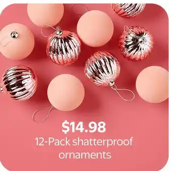 Walmart 12-Pack shatterproof ornaments offer