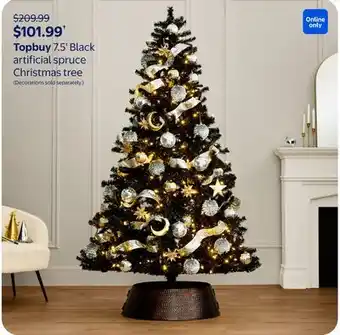 Walmart Topbuy 7.5' Black artificial spruce Christmas tree offer