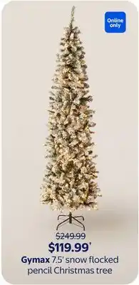 Walmart Gymax 7.5' snow flocked pencil Christmas tree offer