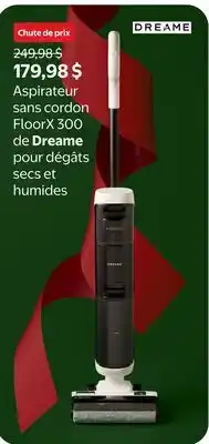 Walmart Aspirateur sans cordon FloorX 300 de Dreame pour dégâts secs et humides offer