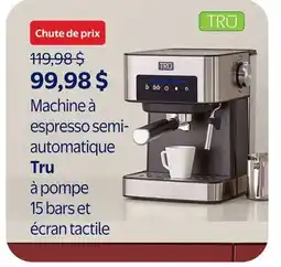 Walmart Machine à espresso semi-automatique Tru à pompe 15 bars et écran tactile offer
