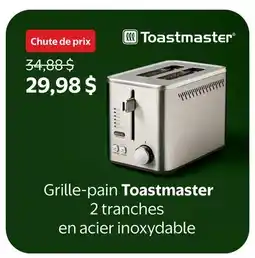Walmart Grille-pain Toastmaster 2 tranches en acier inoxydable offer
