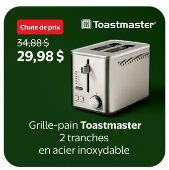 Walmart Grille-pain Toastmaster 2 tranches en acier inoxydable offer