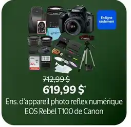 Walmart Ens. d'appareil photo reflex numérique EOS Rebel t100 de Canon offer