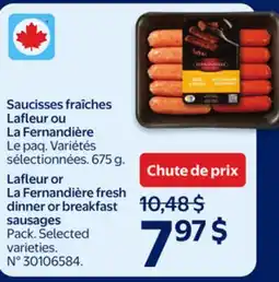 Walmart Lafleur or La Fernandière fresh dinner or breakfast sausages offer