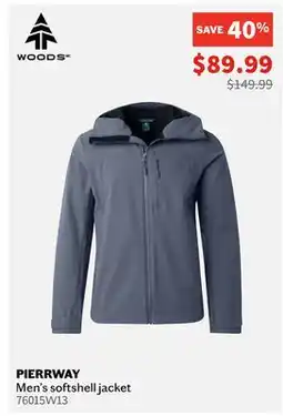 Sports Experts Woods PIERRWAY Men's softshell jacket offer