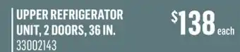 Canac upper refrigerator unit, 2 doors, 36in offer
