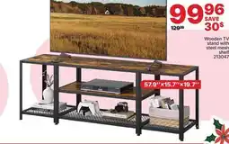 Rossy Wooden TV stand with steel mesh shelf offer
