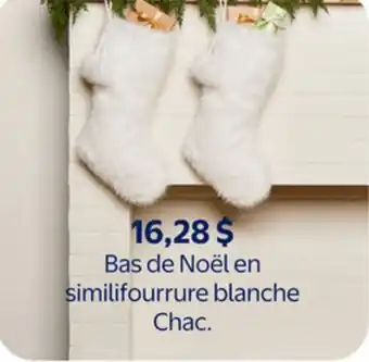 Walmart Bas de Noël en similifourrure blanche offer