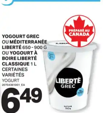 L'Intermarché YOGOURT GREC OU MÉDITERRANÉE LIBERTÉ, 650-900 G OU YOGOURT À BOIRE CLASSIQUE, 1 L | YOGURT offer