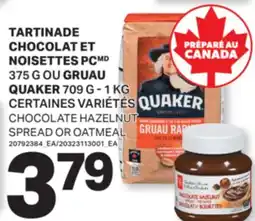 L'Intermarché TARTINADE CHOCOLAT ET NOISETTES, 375 G OU GRUAU, 709 G - 1 KG | CHOCOLATE HAZELNUT SPREAD OR OATMEAL offer