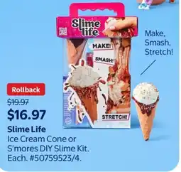 Walmart Slime Life Ice Cream Cone or s'mores DIY slime kit offer