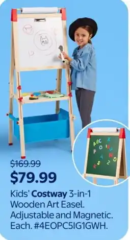 Walmart Kids' Costway 3-in-1 Wooden Art Easel offer
