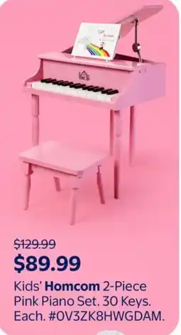 Walmart Kids' Homcom Pink Piano set offer