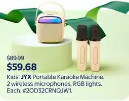 Walmart Kids' JYX Portable Karaoke Machine. 2 wireless microphones, RGB lights offer